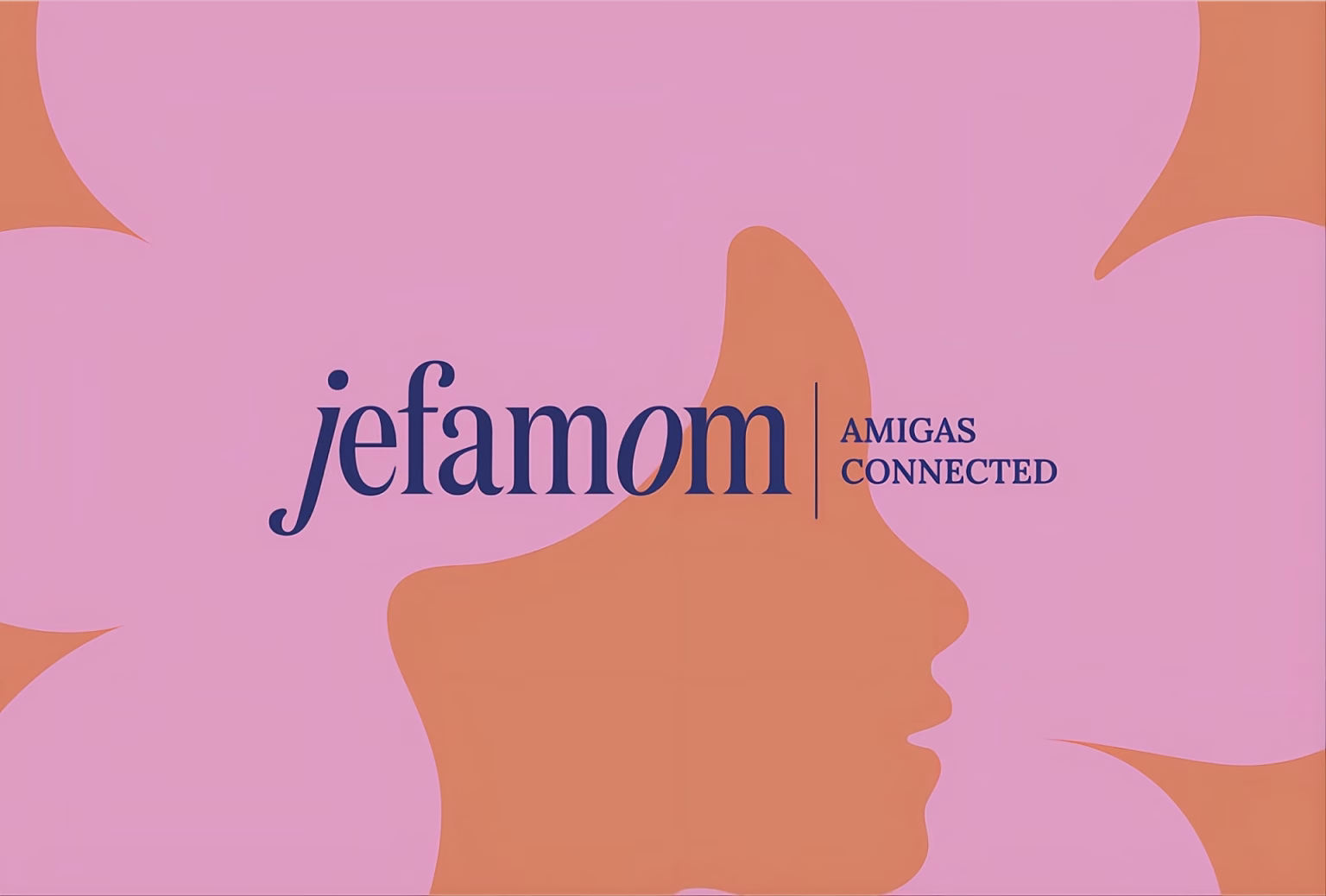 Ilustración de una mujer con frase "Amigas connected" para la marca jefamom