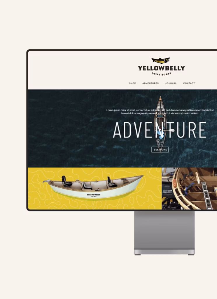 Diseño de sitio web de Yellow Belly mostrado desde un computador