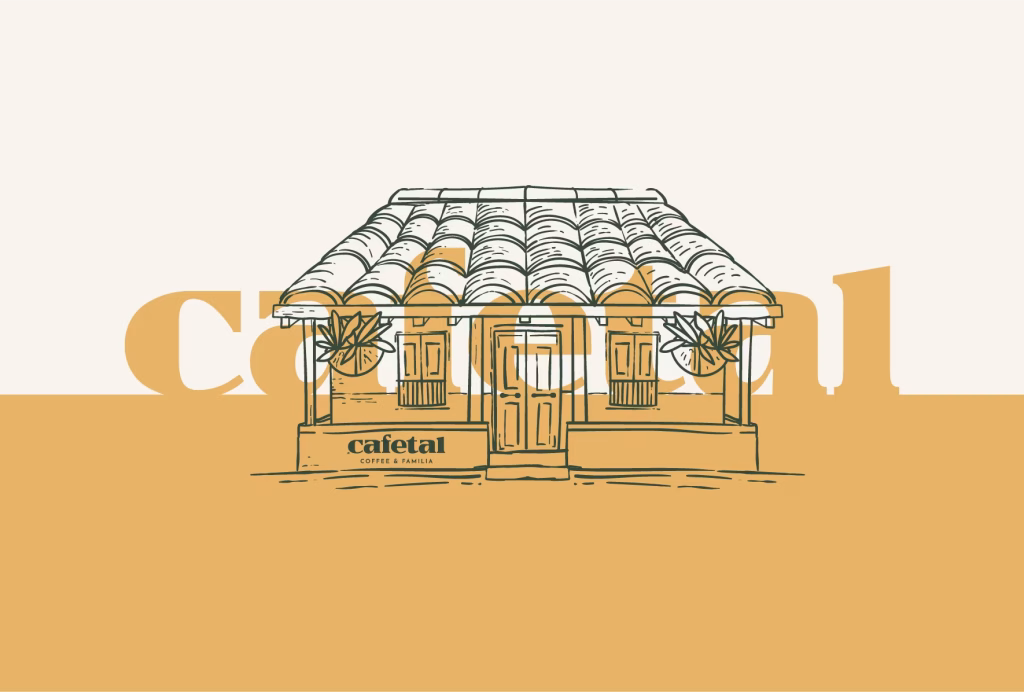 Ilustración finca de café Cafetal