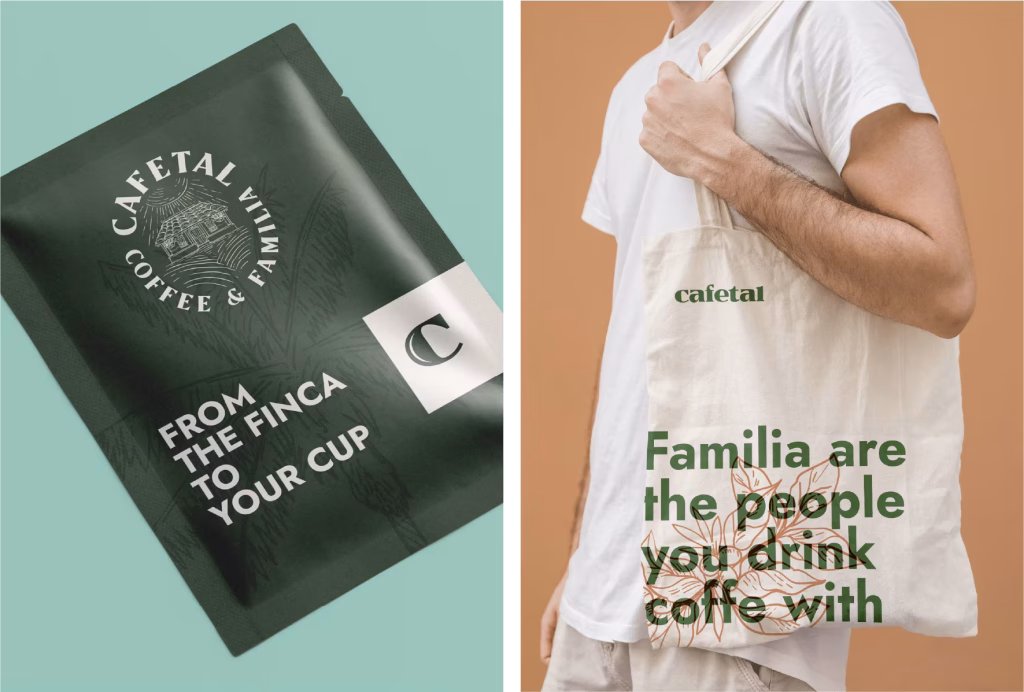 Productos Cafetal, sobre y bolso